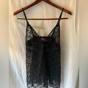 Adore Me XL Black Mary Lou Floral Lace Chemise Adjustable Straps Slip Lingerie